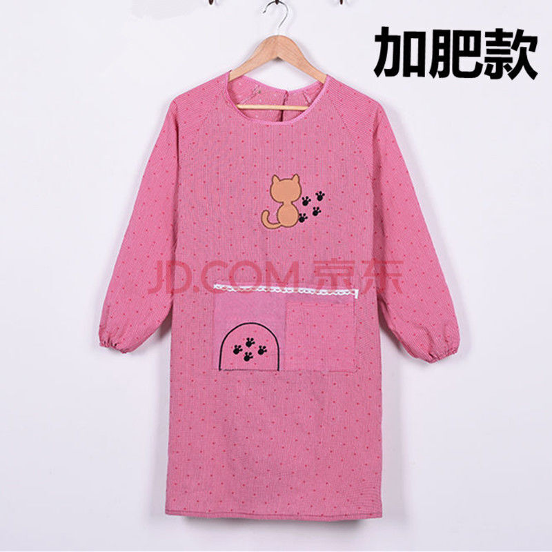 围裙女厨房长袖工作服纯棉上班反穿衣时尚罩衣成人可爱家用做饭 脚丫