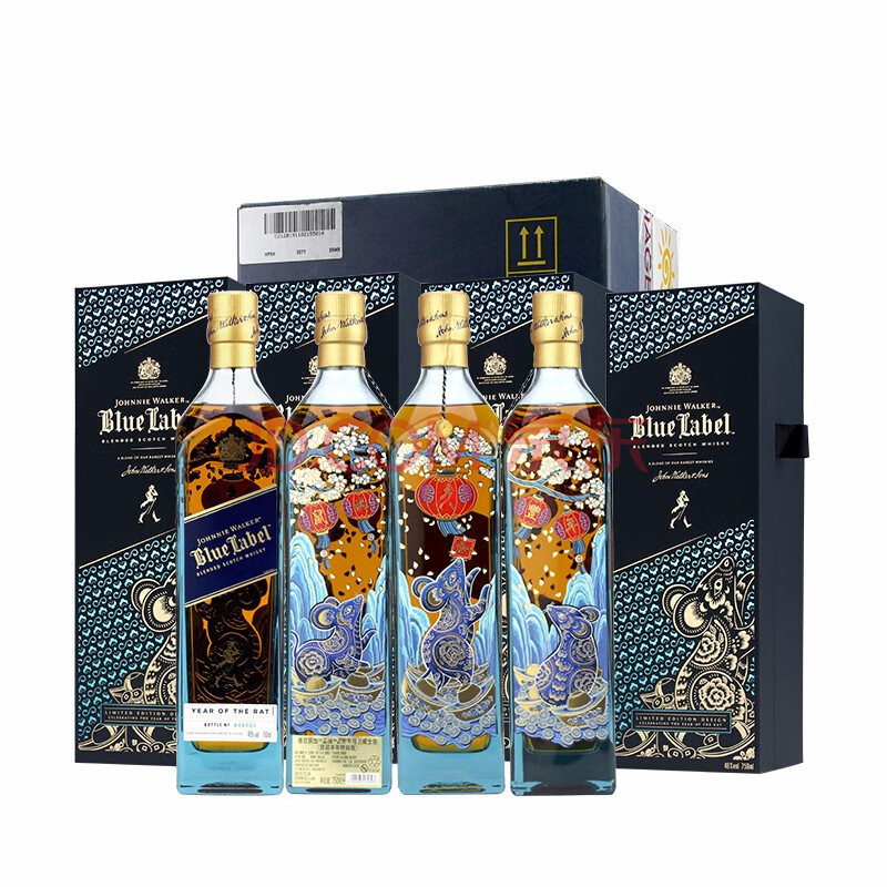 尊尼获加（JOHNNIE WALKER）调和威士忌 调配型苏格兰威士忌 洋酒英国进口 鼠硕丰年750mlx4瓶装