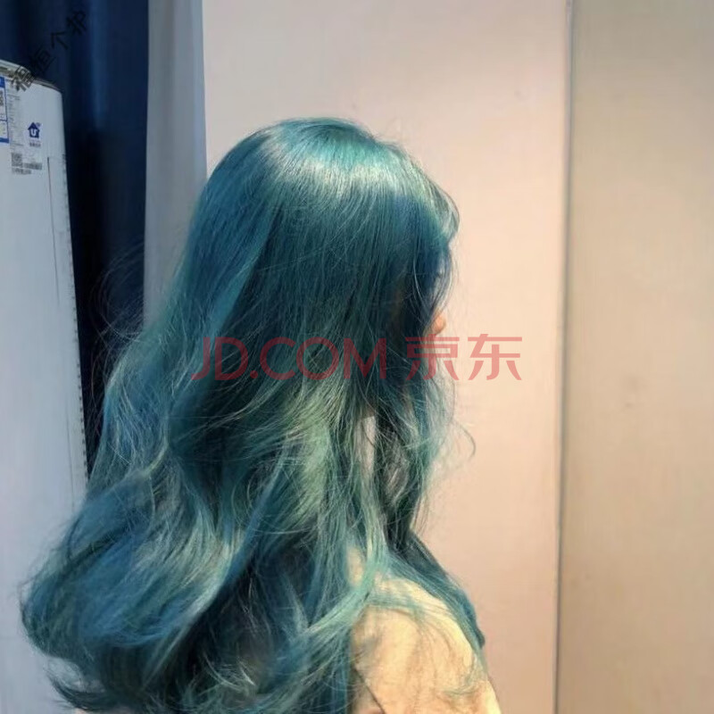 雾蓝黑色超显白女生彩色染发剂湖泊蓝灰色 蓝绿色 褪色膏(头发不够黄