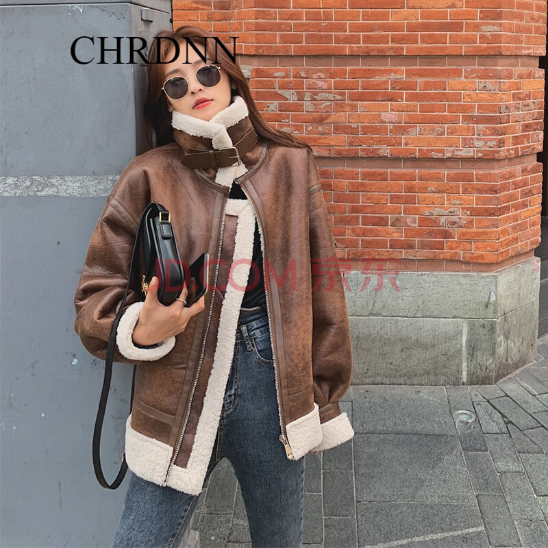 chrdnn 香港潮牌女装外套女2020冬季新款加厚短款机车