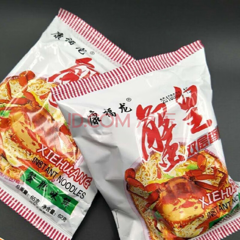 康福龙蟹黄袋装干吃双层脆面蟹肥味美整箱散装方便面