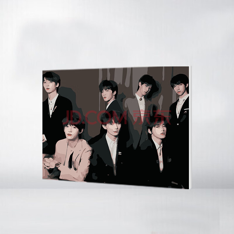 绿速 新品时代少年团diy数字油画客厅装饰画挂画tnt团体定制填色手绘