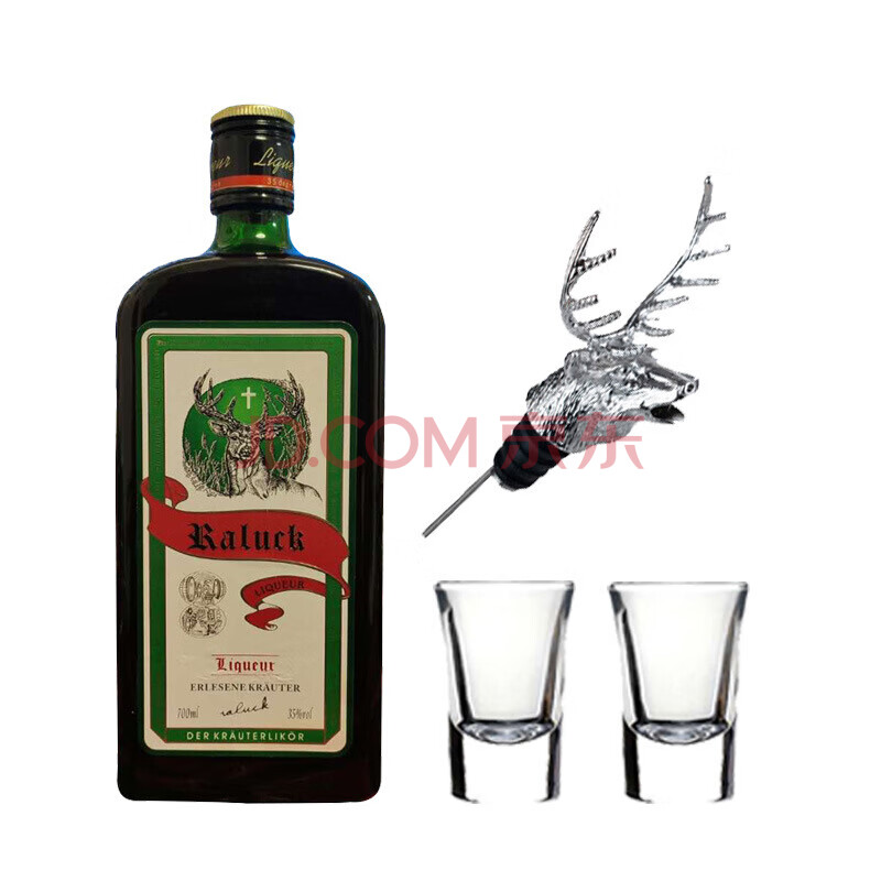 夜场野格利口酒700ml燃洛克非进口力娇酒配制酒洋酒 单瓶(送鹿头 杯*2
