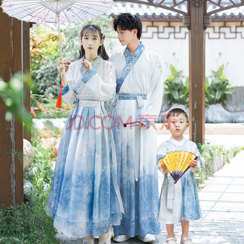汉服亲子古装服母女母子汉服古风亲子装一家三口一家四口全家装唐装