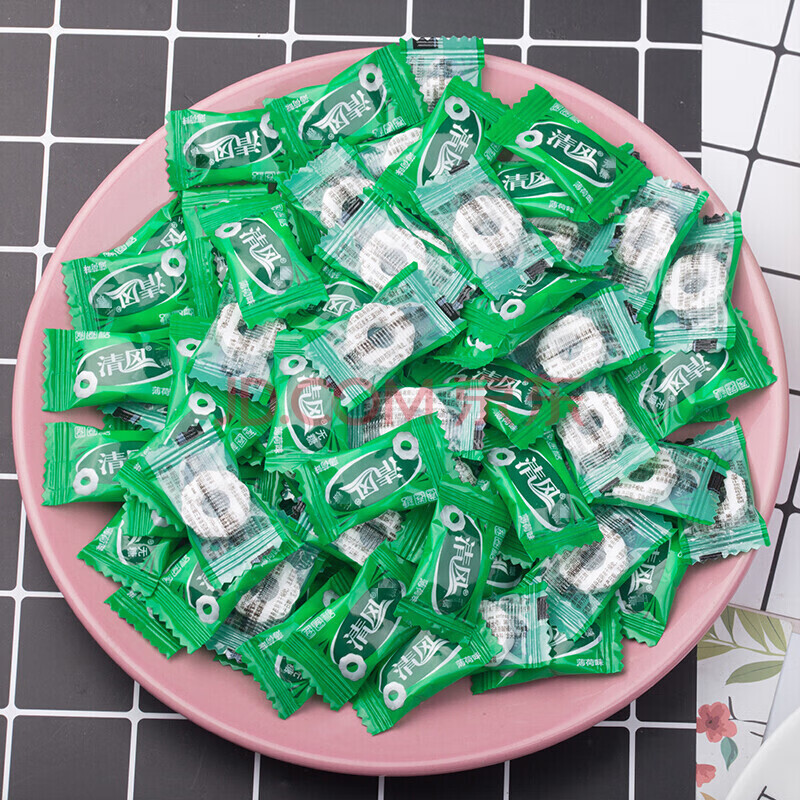 薄荷糖清凉糖圈圈口哨压片糖果独立包装500 绿色原味