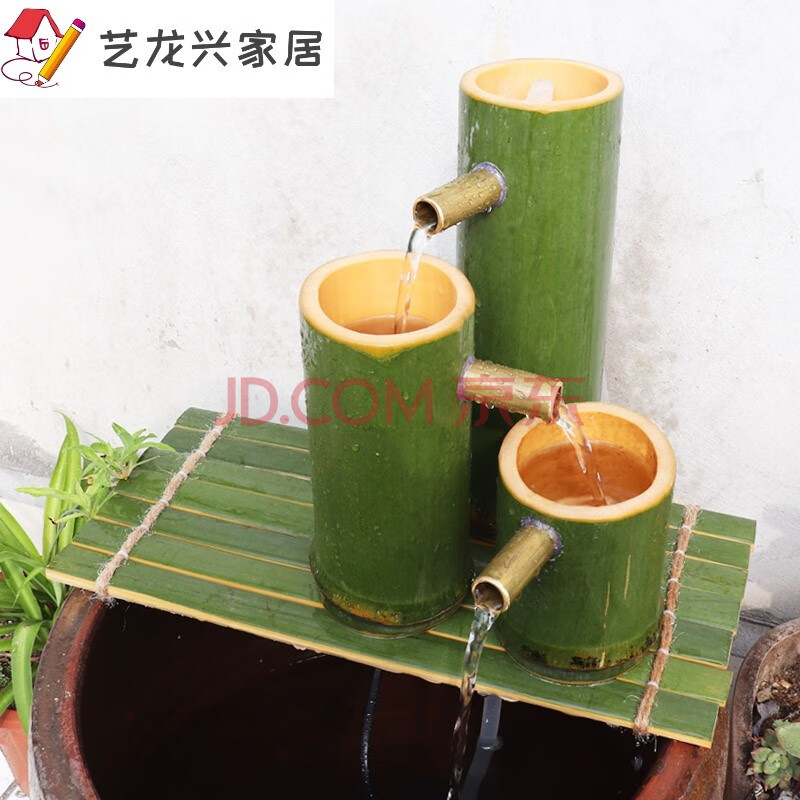 竹子流水摆件鱼缸石槽喷泉水景水缸造景水循环竹筒流水器客厅养鱼 a款