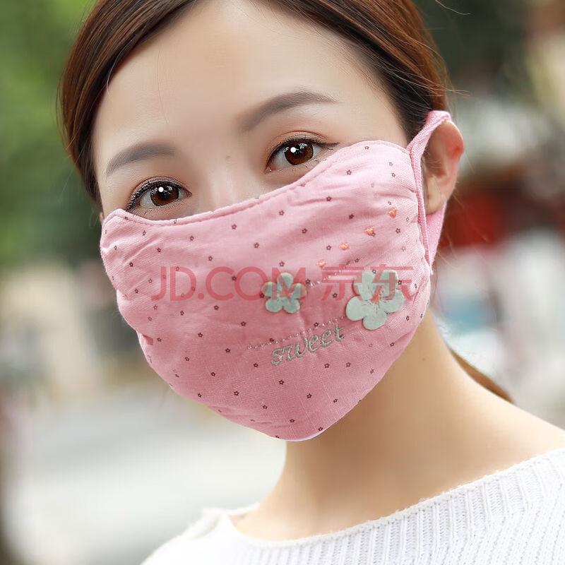 个装时尚韩版秋冬季口罩女纯棉加厚保暖防寒透气防尘易呼吸 sweet粉色