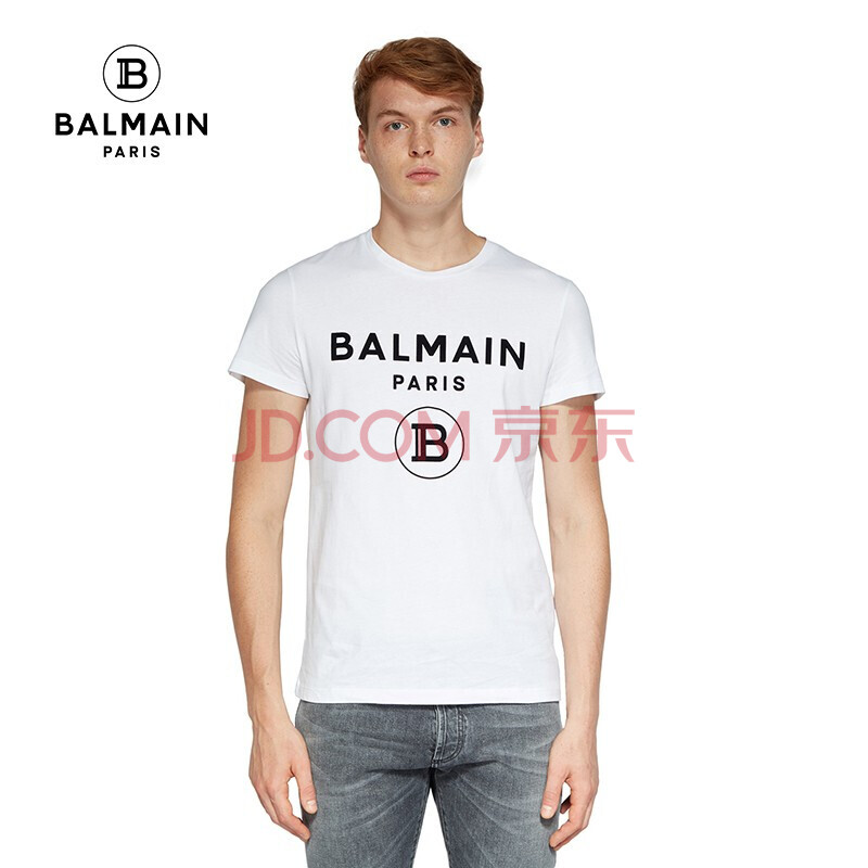 巴尔曼 balmain 男士t恤经典logo短款上衣 白色uh11601i372-gab gab