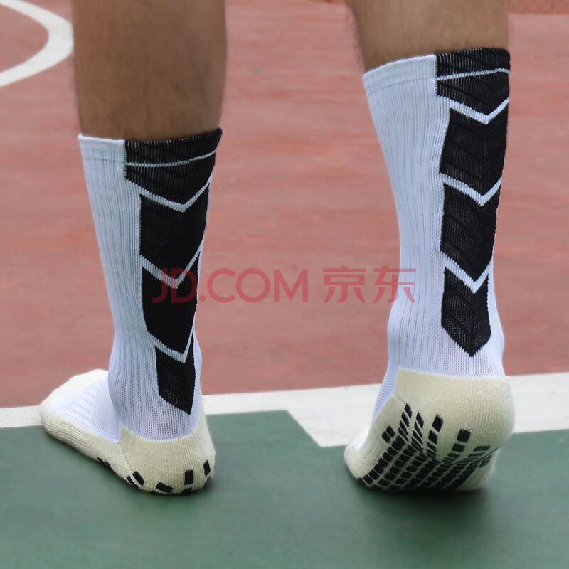 足球袜子男女运动足球短袜篮球中筒袜防滑摩擦袜 白色中筒袜