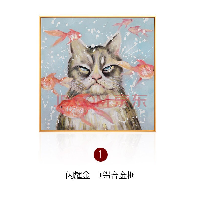 旭泽纯手绘油画定制极简猫咪玄关装饰画客厅餐厅沙发挂画别墅卧室床头