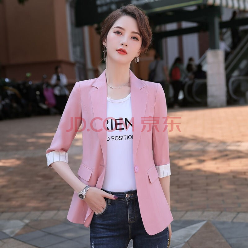 昆玮 时尚短款小西装外套女2021春季韩版气质女神范休闲百搭垂感西服