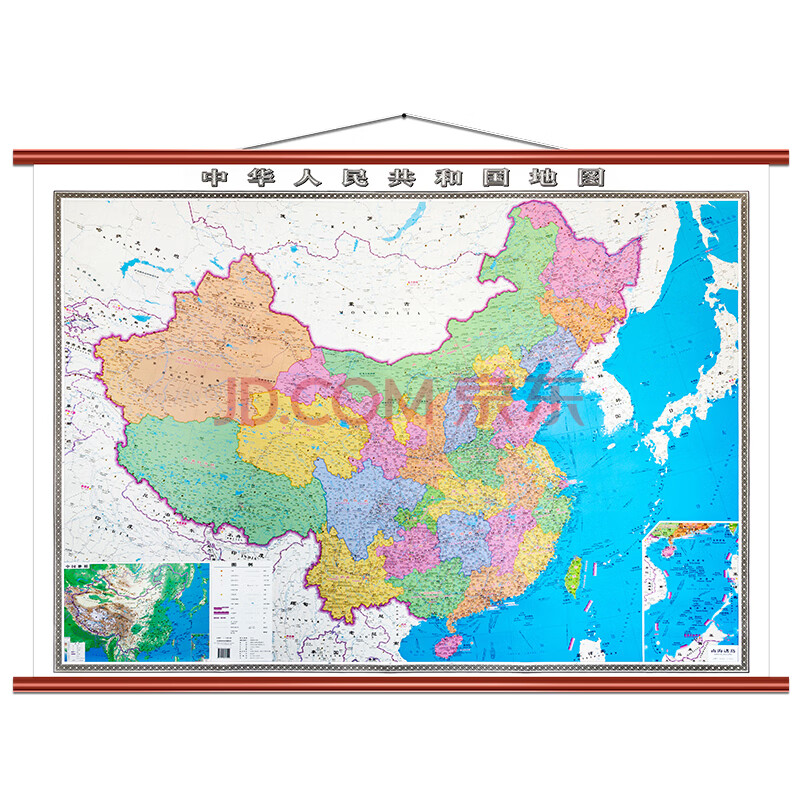 2021年新版 精装中国地图挂图仿红木 约1.8x1.