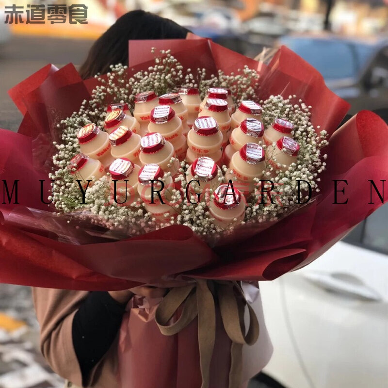 音旺-仔牛奶鲜花礼盒花束 成品鲜花 养乐多棒棒糖花束 情人节生日礼物