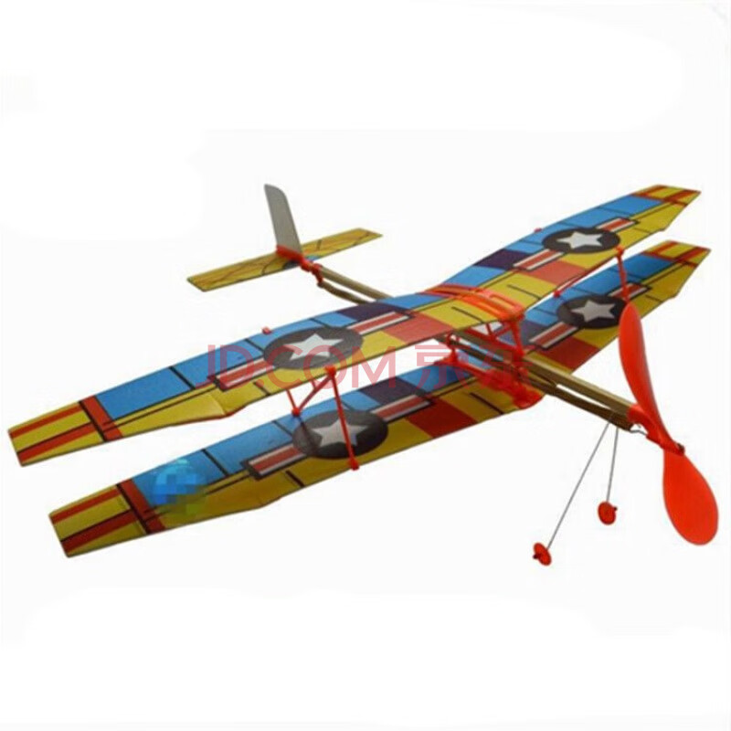 双翼单翼雷鸟橡筋动力滑翔机橡皮筋航模飞机拼装模型飞机模型 黄色