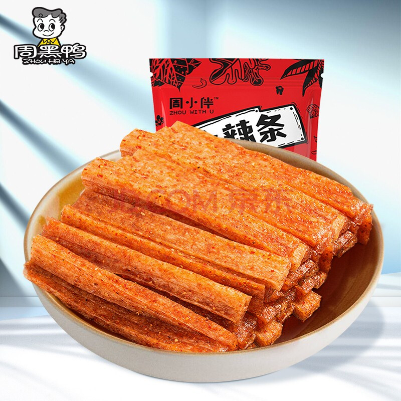 【周黑鸭】周小伴 麻辣豆皮60g 2袋4袋大辣条2袋 休闲零食 大辣条180g