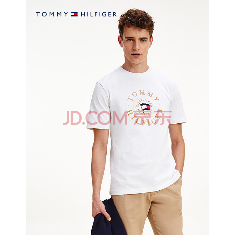 tommy hilfiger男装21春季纯棉刺绣短袖t恤18429 白色