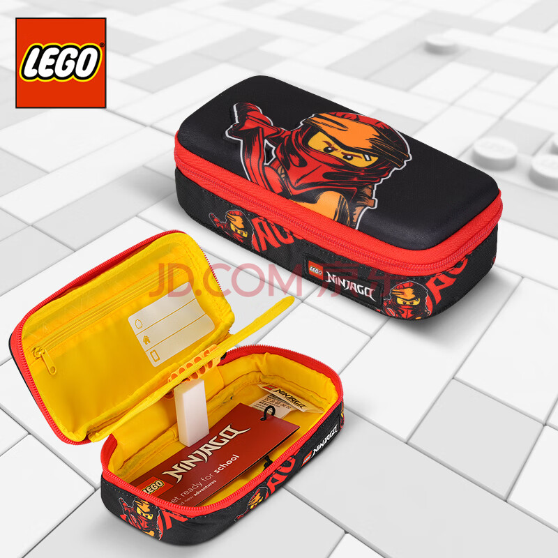 LEGO乐高笔盒文具盒铅笔盒学生双层立体硬男幻影忍者男黑红 20027