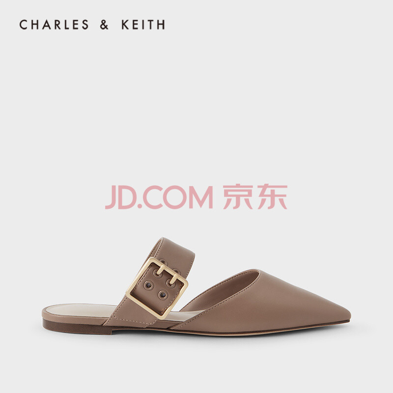 charles&keith2021春夏新品ck1-70900259女士宽绊带尖头平底穆勒鞋