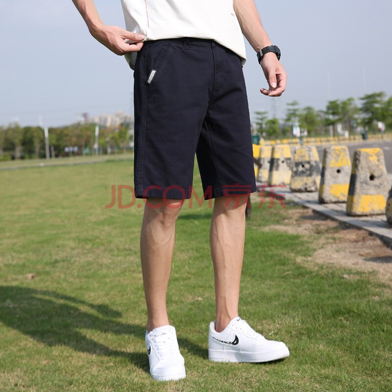 夏季男士休闲短裤青年纯色潮牌五分裤马裤运动工装男裤子 夏冰妮男装