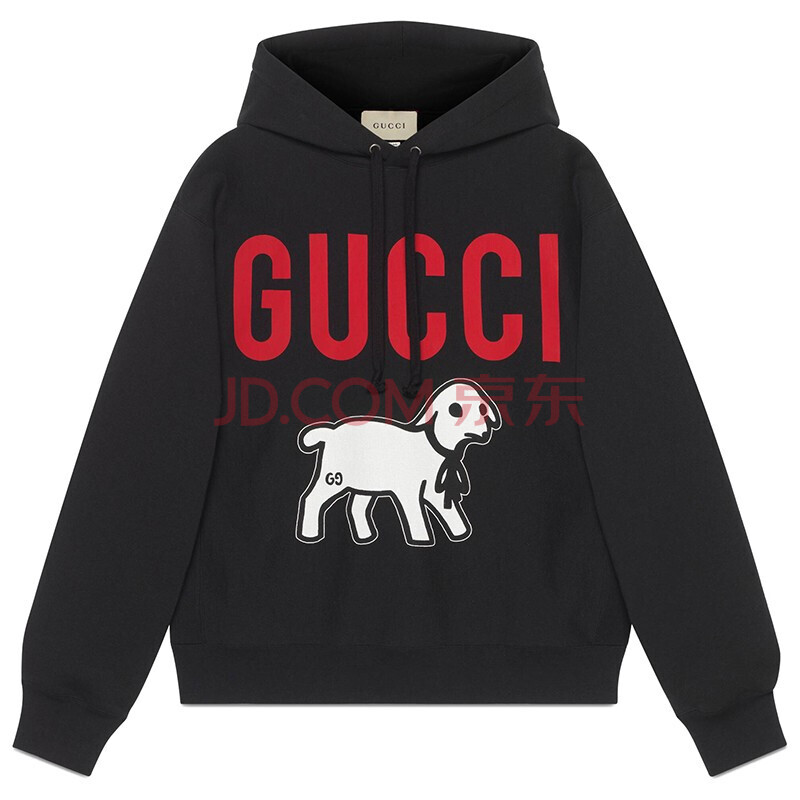 gucci古驰卫衣男logo小狗图案连帽长袖上衣569828 jbtq 1082 黑色 m