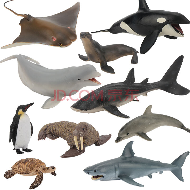 玛奇乐(mechile)仿真动物模型海洋生物鲨鱼鲸鱼海豚企鹅海龟虎鲸摆件