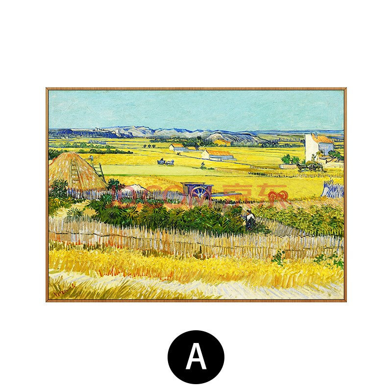 旭泽 纯手绘油画定制手绘艺术梵高油画麦田丰收风景装饰画入户客厅