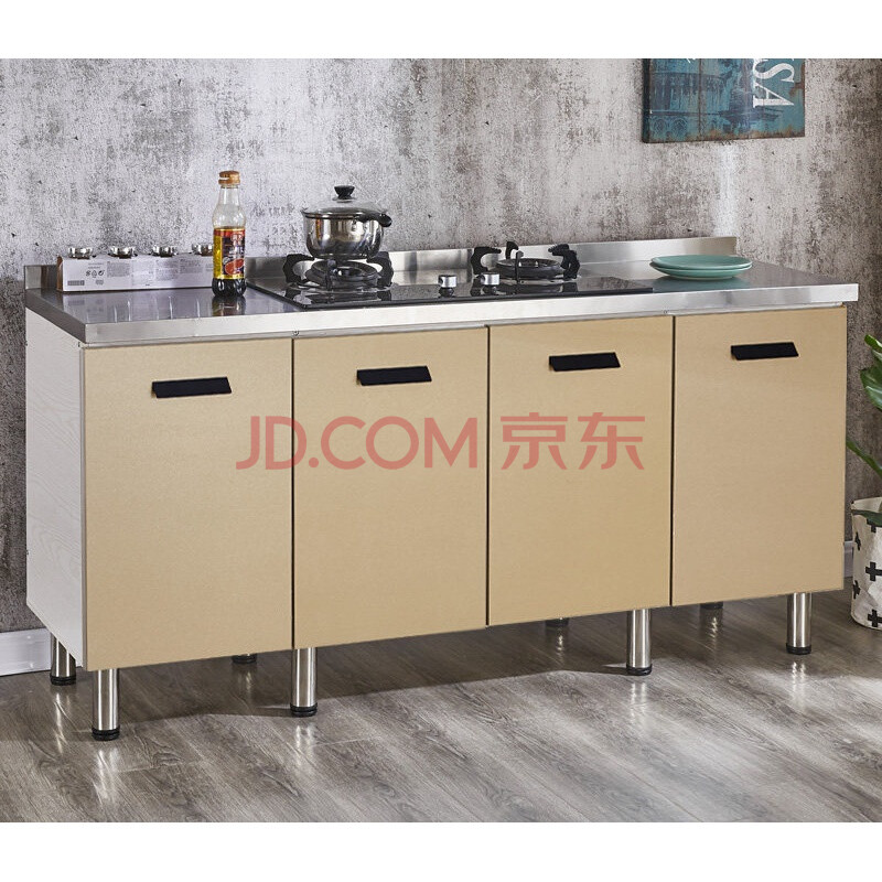 厨房橱柜简易组装不锈钢橱柜带洗菜盆经济型家用厨房柜灶台柜一体蓬伟