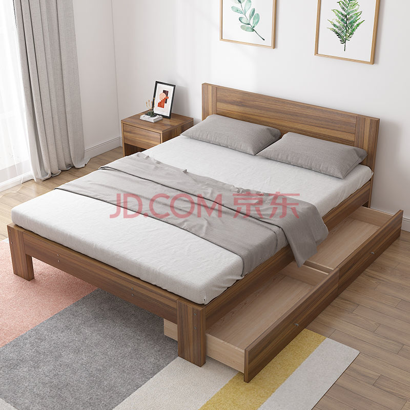 新品主卧实木床1.8米经济型 双人床1.