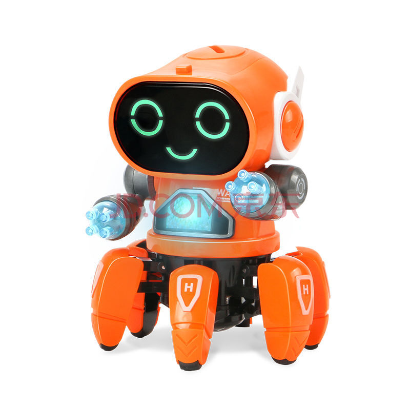 鱼机器人会唱歌跳舞灯光音乐男孩女孩儿童玩具礼物 六爪鱼机器人橘色