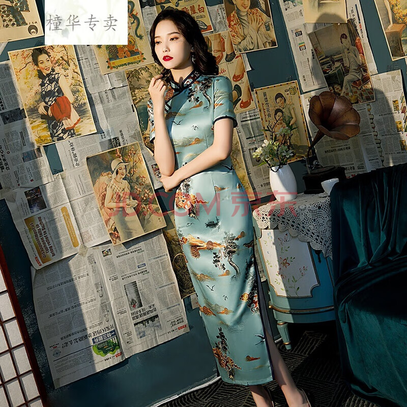 2020年最新旗袍,2020年最新旗袍图片 【初春上新】上海老款旗袍2020年新款秋冬名媛气质显瘦年会少女礼服