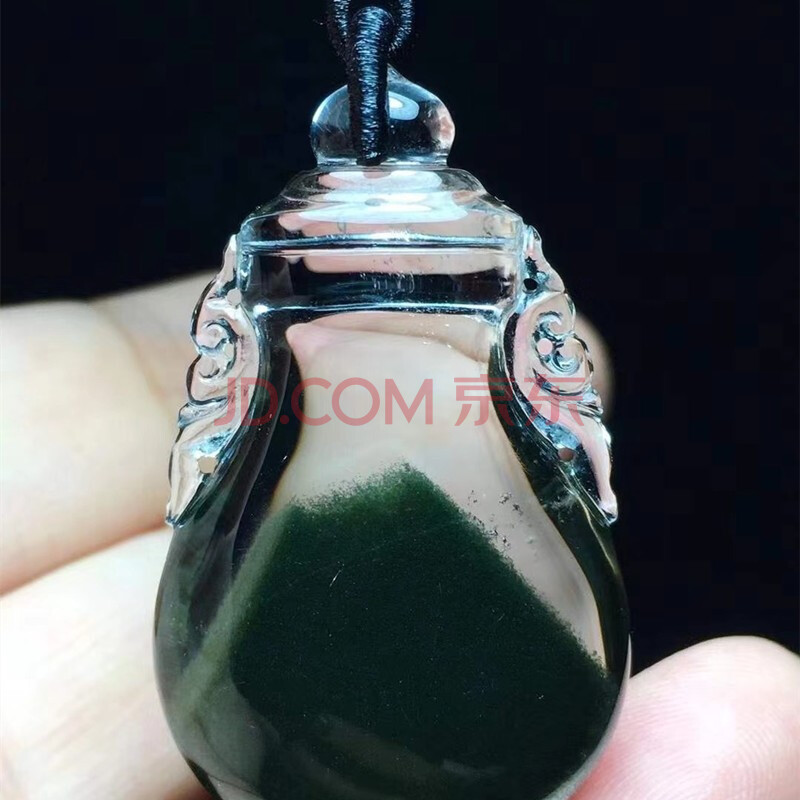 天然绿幽灵宝瓶吊坠 纯白体水头足雕工精湛景色优美招财纳福转运保佑