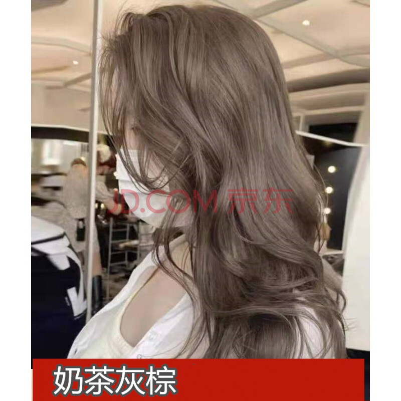 欧莱雅2021流行色稻香槟亚麻金纯棕黑在家自己染头发膏剂天然植物