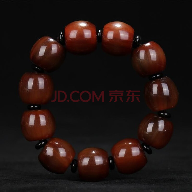 天然山龟手串山龟壳酒红色佛珠手链 把玩男女款 桶珠16mm