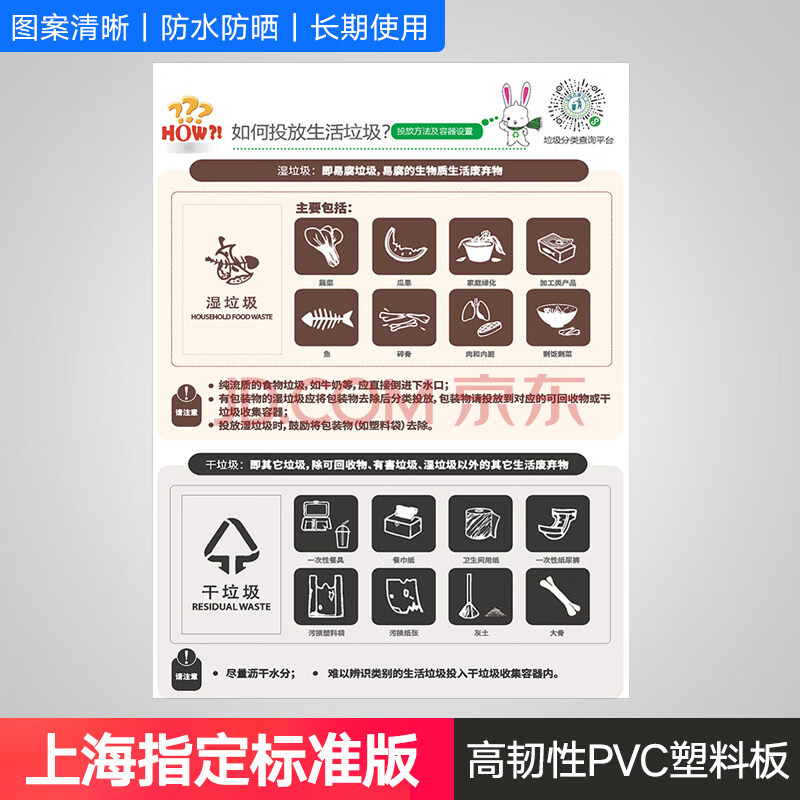 可回收不可回收分类标示提示牌上海市生活垃圾分类投放指引宣传挂图