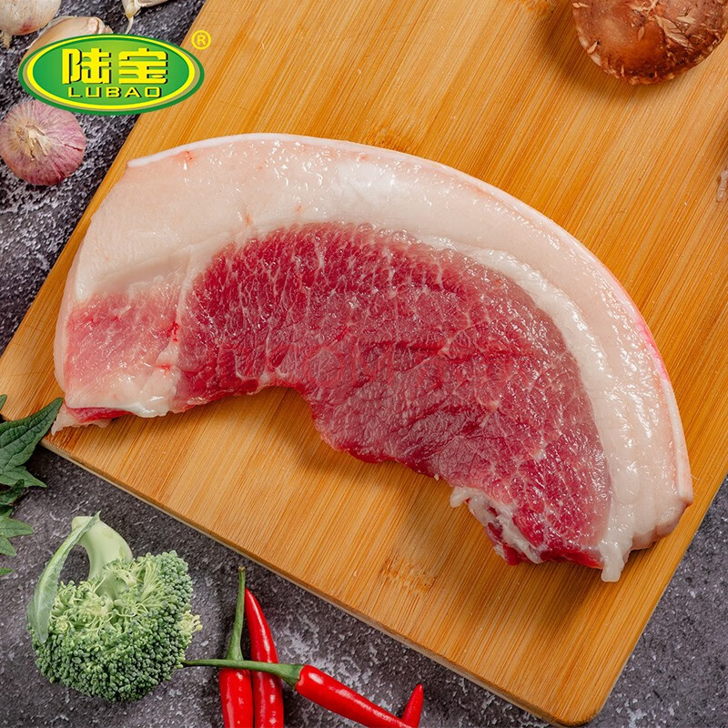陆宝 陆川土猪肉 生鲜猪肉 新鲜猪后腿肉带皮半肥瘦一刀切1000克