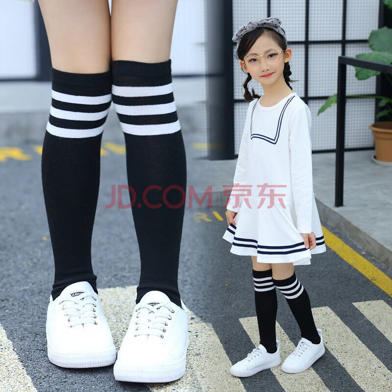 儿童长筒袜子男女童校服袜子幼儿园园服袜子秋衣袜2双装 黑色2双 l