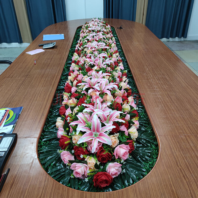 讲台花假花新款会议桌花摆花仿真花会议室装饰台花假花酒店长形餐桌