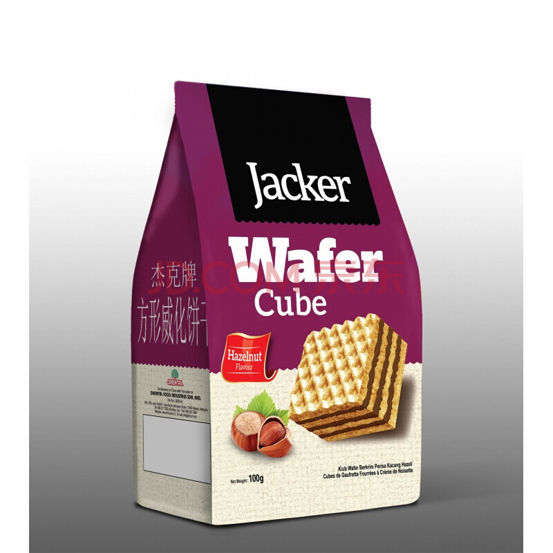 马来西亚进口休闲零食jack杰克方形威化酥饼干牛奶味食品100g 榛子味