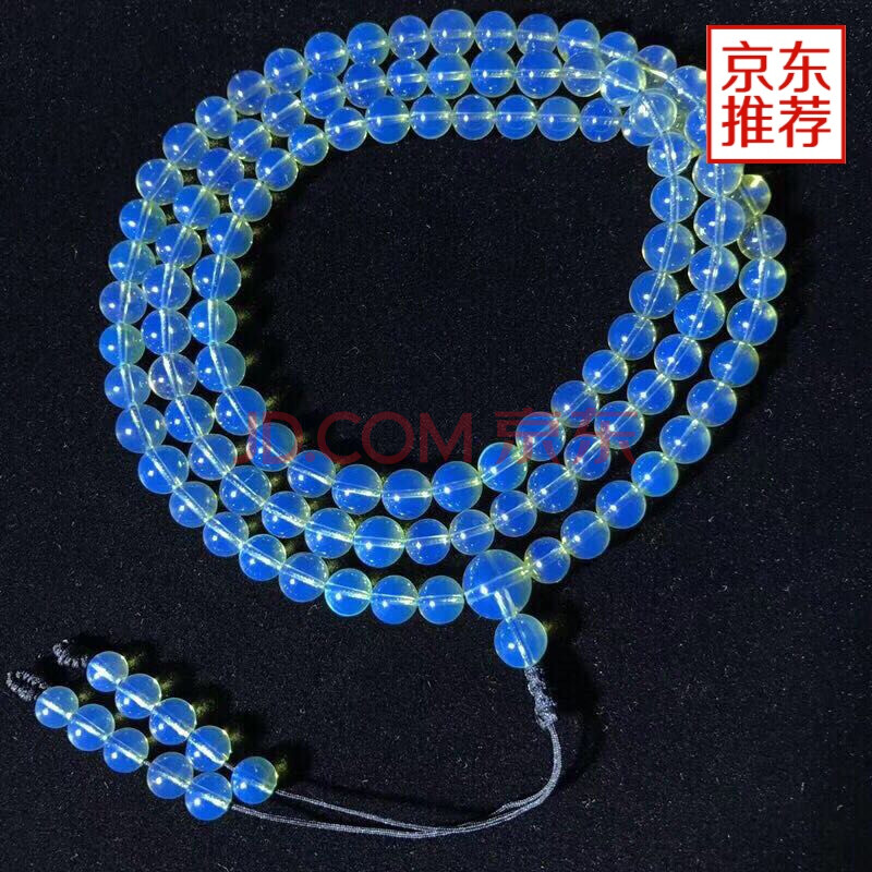嫚纤天然净水多米尼加天空蓝蓝珀108佛珠手串 5a多米尼加高蓝手链带