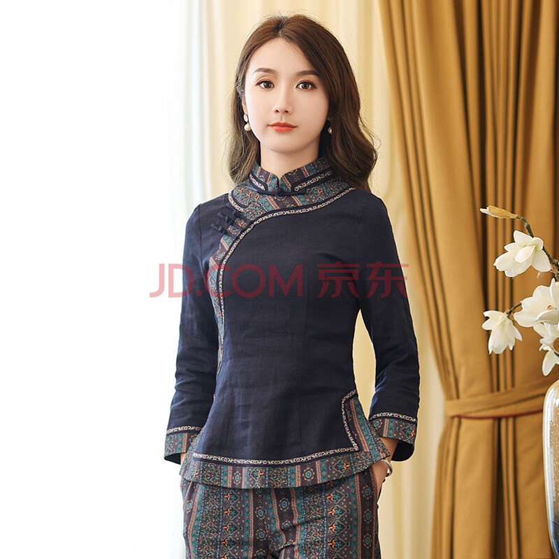 筠雅春秋改良唐装女装中国风旗袍上衣年轻款中式茶服民族风禅服 j805