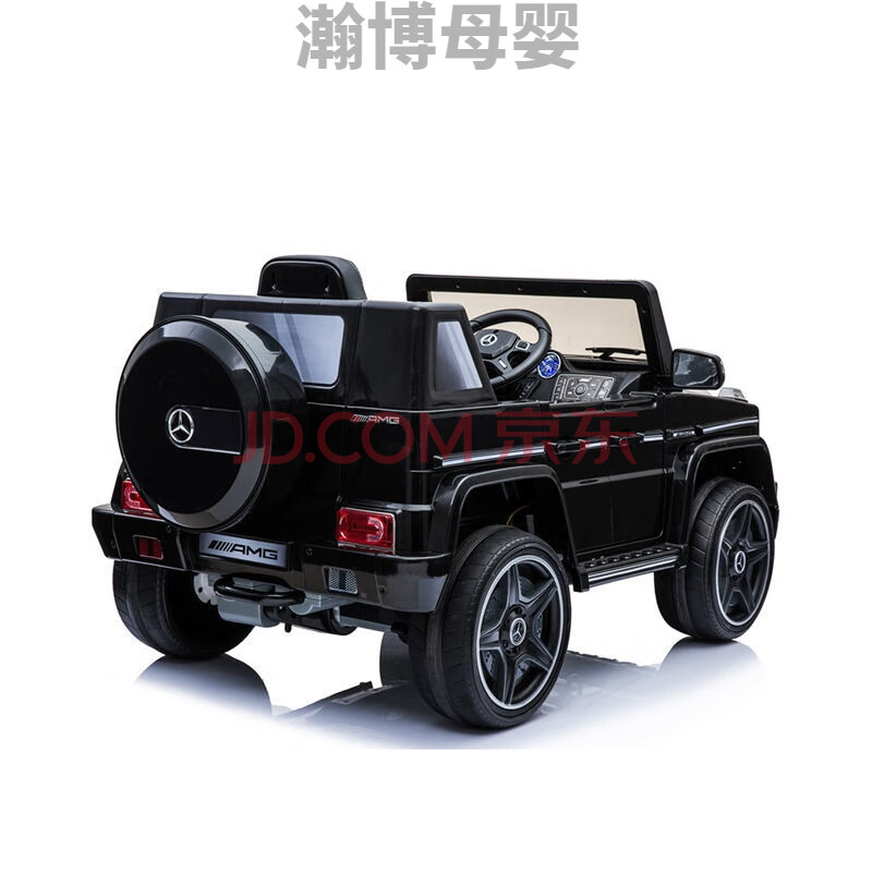 奔驰儿童电动车g63 四轮越野遥控汽车带摇摆可坐充电玩具车 黑色(高配