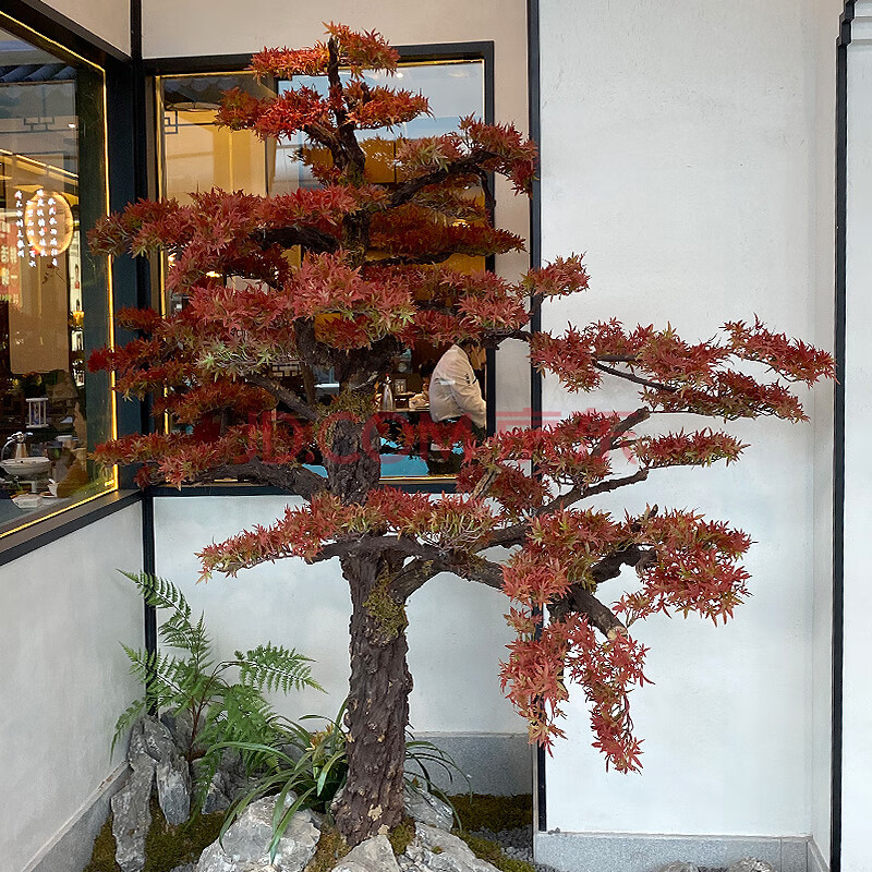 酒店商场造景仿真树摆件 新款仿真红枫日式庭院枯山水造景假树盆景