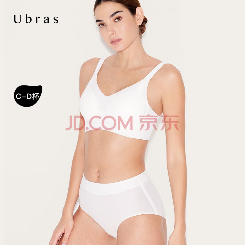 ubras【断码特惠】弹弹柔纱大杯背勾女内衣女加宽肩带聚拢文胸罩 白色文胸 L 80C/80D