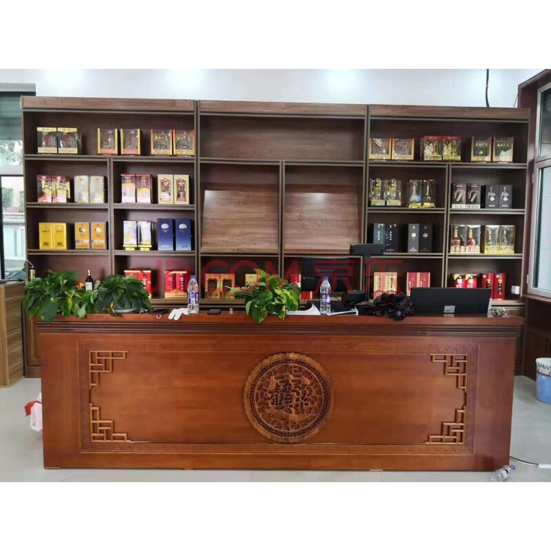 中式饭店收银台吧台酒柜组合烟酒店火锅店柜台茶餐厅接待台前台桌 款