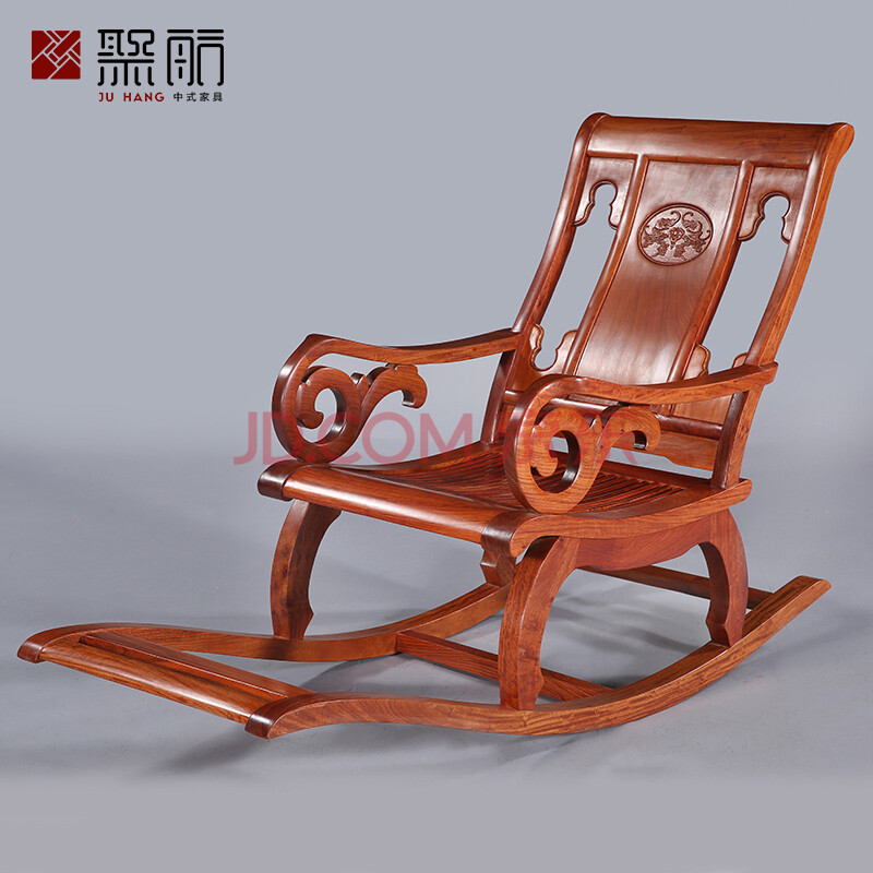 知府红木家具缅甸花梨(学名:大果紫檀)纯实木摇椅躺椅