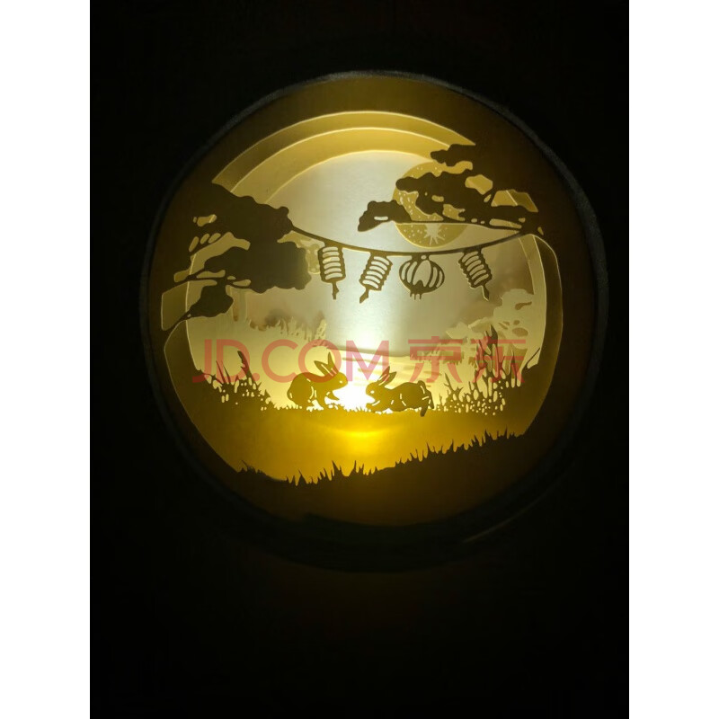 中秋兔子灯笼文化创意纸雕装饰灯笼diy手工兔子灯光影纸雕灯定制儿童