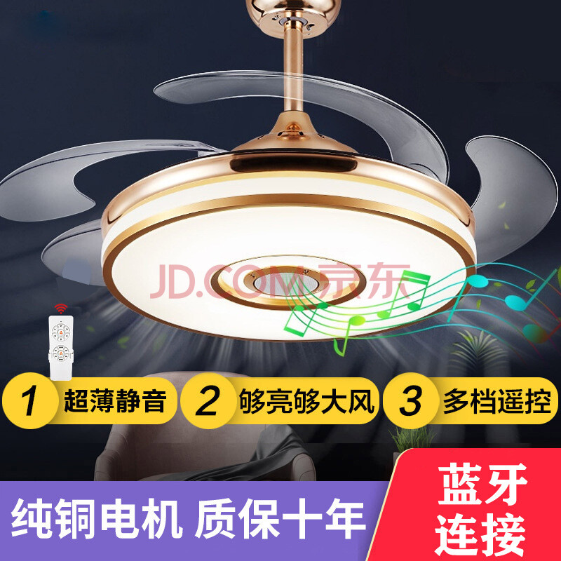 风扇灯客厅新吊扇灯静音变频蓝牙纯铜芯 风扇灯led卧室灯客厅灯具灯饰