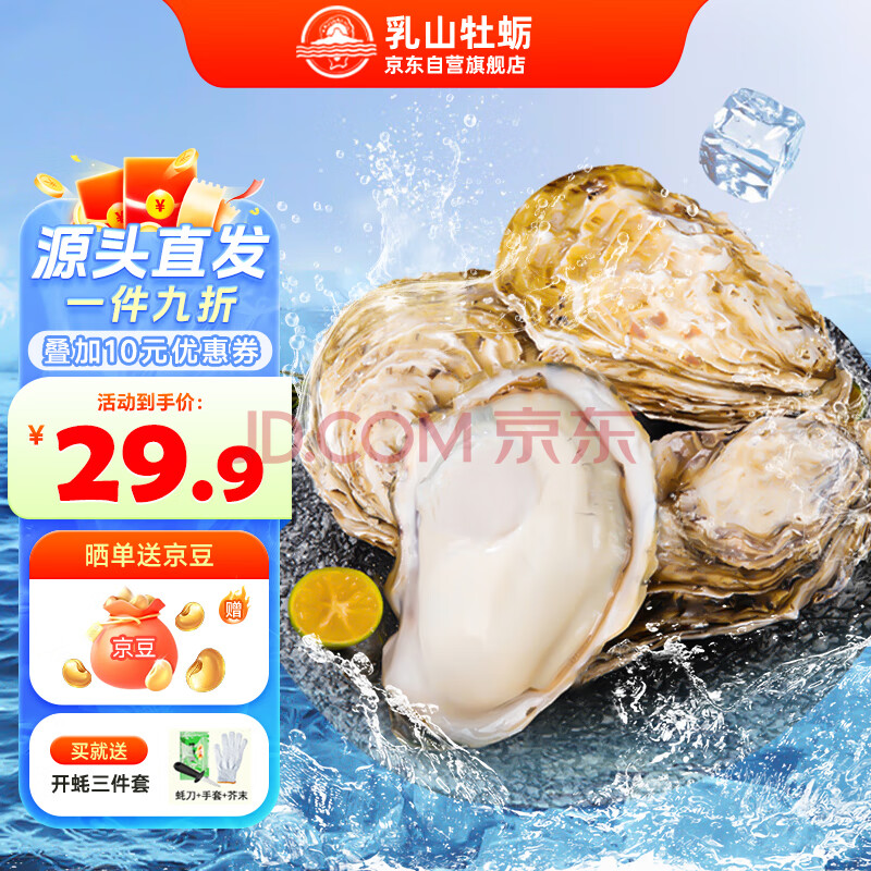 乳山牡蛎【源头直发】鲜活乳山生蚝2XL号 海鲜烧烤食材 净重1.5kg 10-15只