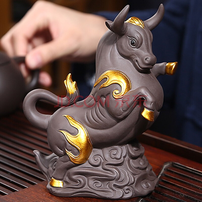 紫砂茶宠摆件精品牛转乾坤可养功夫茶具茶玩茶盘装饰品个性创意茶宝猪