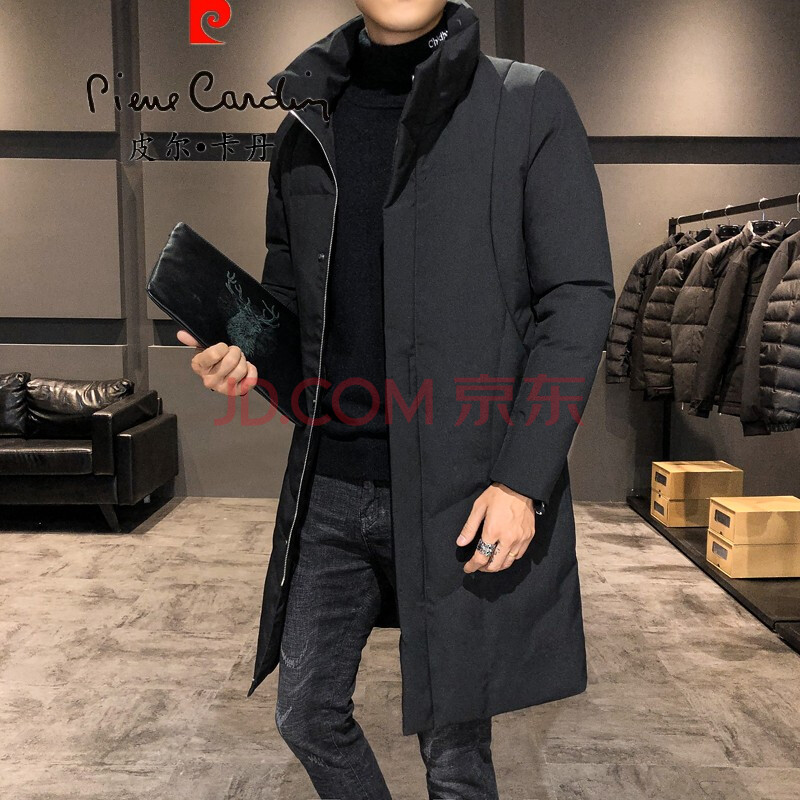 皮尔卡丹棉服男21年新款棉衣男中长款过膝冬季加厚韩版潮流棉袄立领